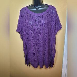 Intriguing Threads Purple Knit Coverup sz L/XL